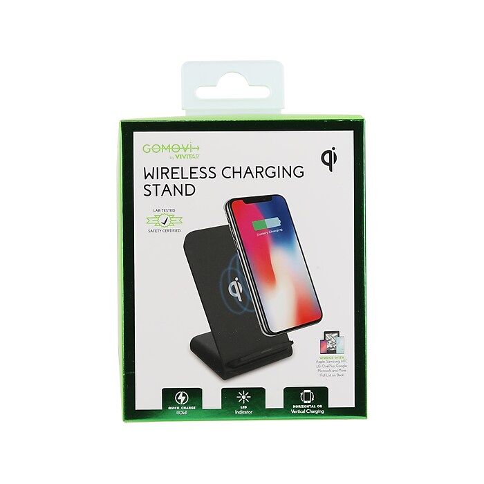 Gomovi by Vivitar Wireless Charging Stand for Qi Enabled Devices Black VM30090NBKT3512 Staples