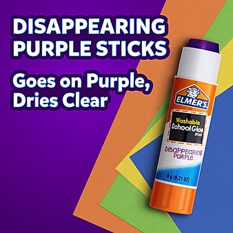 Elmer's School Permanent Glue Sticks, 0.21 oz., Disappearing Purple, 2/Pack (E522)