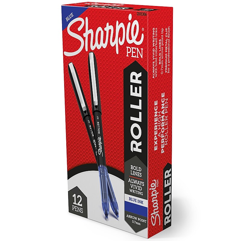 Sharpie Rollerball Pen, Arrow Point  Pen for Bold Lines, Blue Ink, Dozen (2101306) image 1