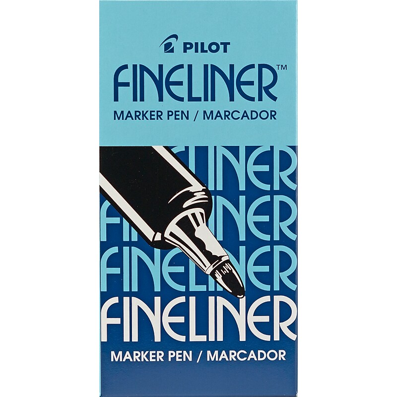 Pilot Fineliner Marker Pens, Fine Point, Blue Ink, Dozen (11014) image 1