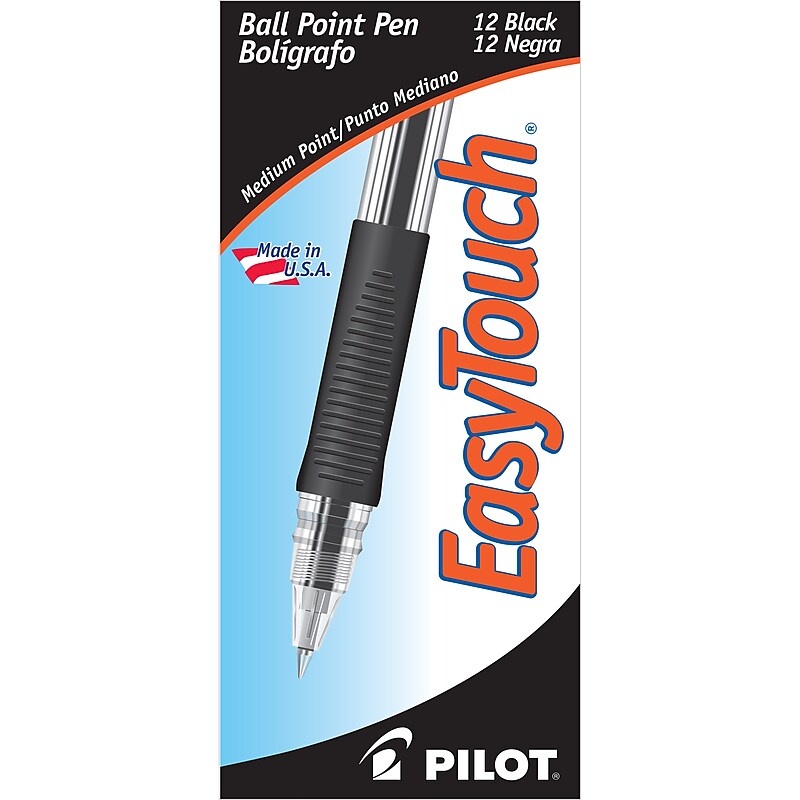Pilot EasyTouch Ballpoint Pens, Medium Point, Black Ink, Dozen (32010) image 1