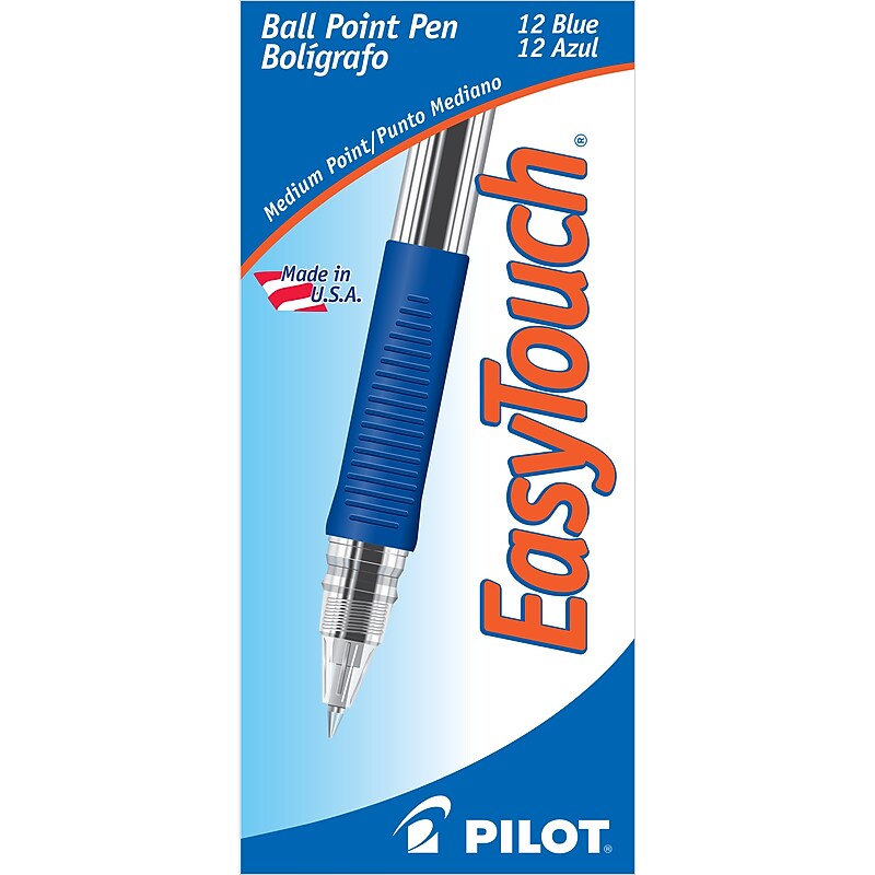 Pilot EasyTouch Ballpoint Pens, Medium Point, Blue Ink, Dozen (32011) image 1