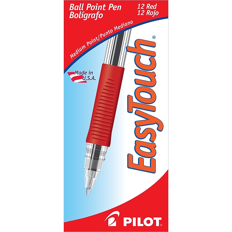 Pilot EasyTouch Ballpoint Pens, Medium Point, Red Ink, Dozen (32012) image 1