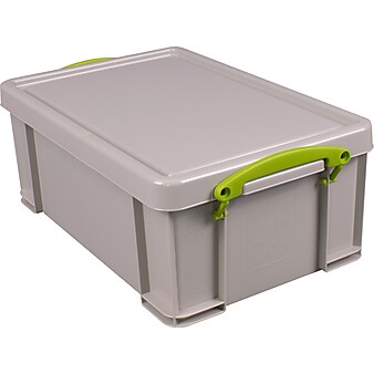 Really Useful Box 9.51 Qt. Latch Lid Storage Tote, Dove Gray, 4/Pack (9RDG)