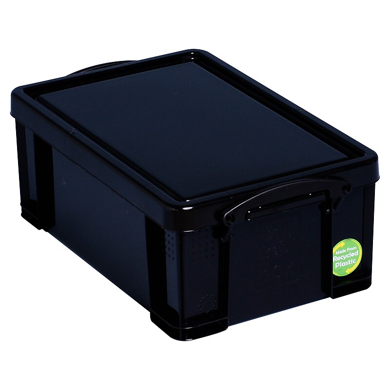 Really Useful Box 9.51 Qt. Latch Lid Storage Tote, Solid Black (9BK) image 1