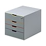 Durable VARICOLOR 4-Compartment Stackable Plastic Drawer Box, Gray (760627)~#|#~sp162711277_sc7