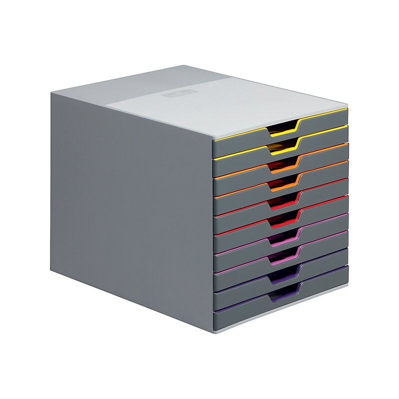 Durable VARICOLOR 10-Compartment Stackable Plastic Drawer Box, Gray (761027) image 1
