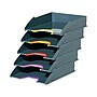 Durable VARICOLOR 5-Compartment Stackable Plastic Letter Tray Set, Anthracite Gray (770557)~#|#~sp162711289_sc7