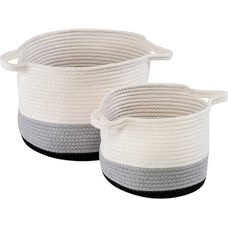 Honey-Can-Do Nesting Cotton Rope Storage Baskets, Black Ombre, 2/Set (STO-09317) image 1