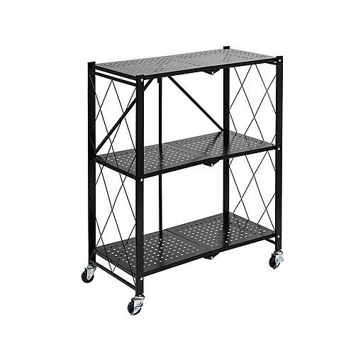 HoneyCanDo 3Shelf Metal Mobile Utility Cart with Swivel Wheels
