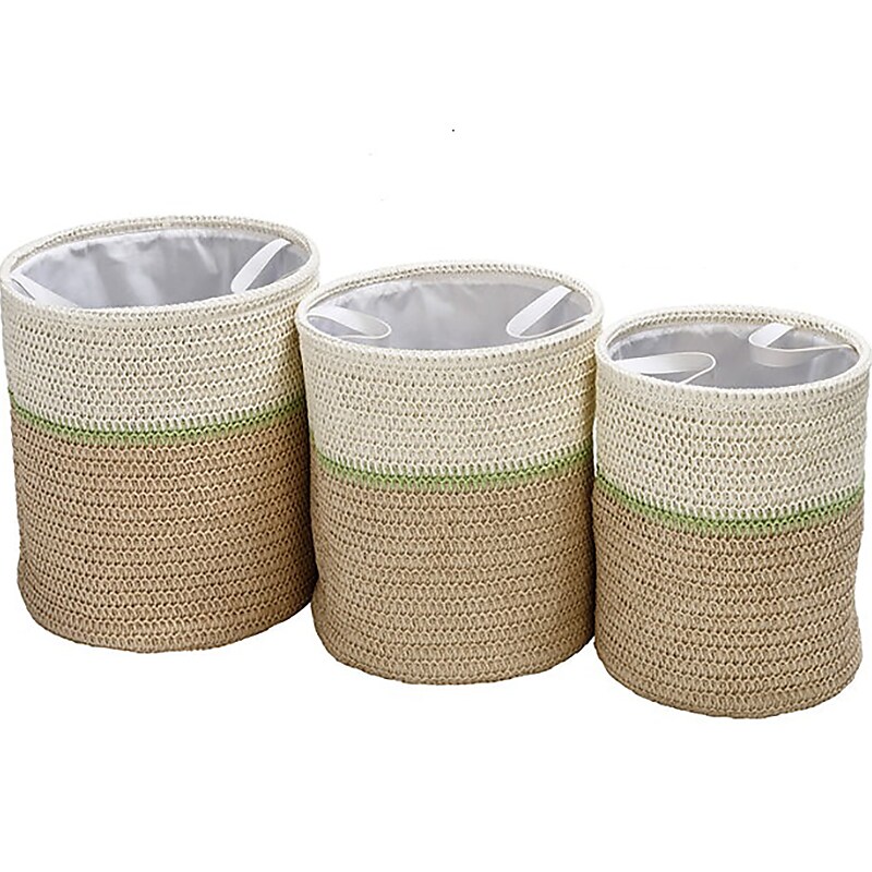 Honey-Can-Do Small Nesting Baskets with Handles, Green/White, 3/Set (STO-09534) image 1