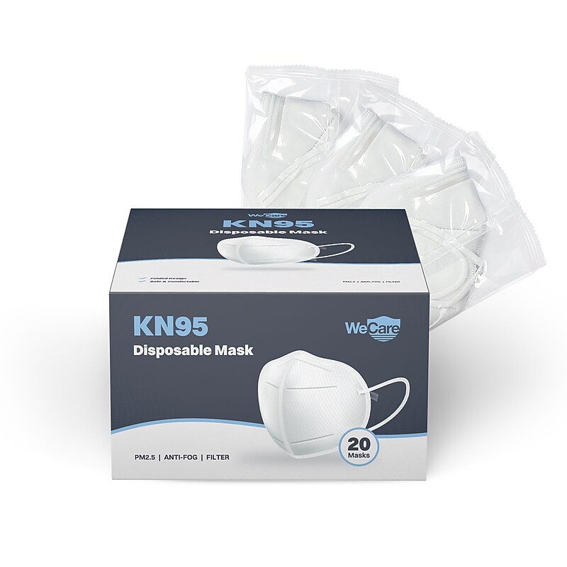 WeCare KN95 Disposable Face Mask, Adult, White, 20/Pack (WMN100002) image 1