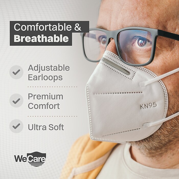 WeCare KN95 Disposable Face Mask, Adult, White, 20/Pack (WMN100002