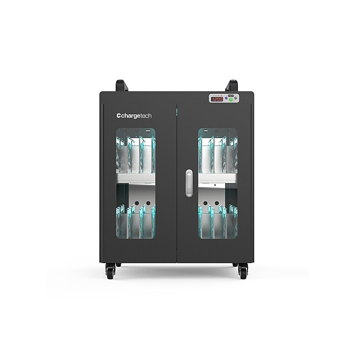 ChargeTech UV Clean & Charge Cart 2.0 20-Bay Metal Cart, Black (CT