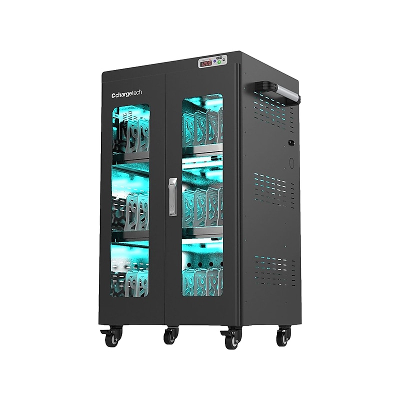 ChargeTech UV Clean & Charge Cart 2.0 30-Bay Metal Cart, Black (CT-300099SS) image 1