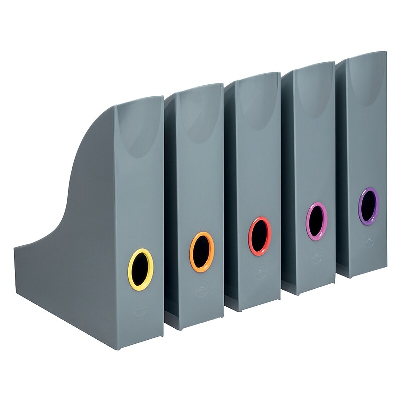 Durable VARICOLOR Plastic Magazine Racks, Gray/Multicolor, 5/Pack (770657) image 1