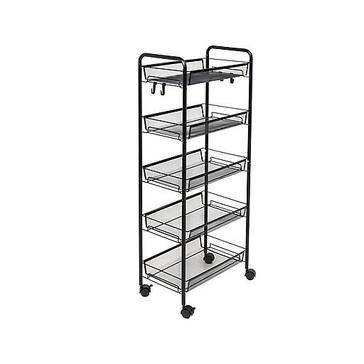 HoneyCanDo 5Shelf Metal Mobile Utility Cart with Lockable Wheels