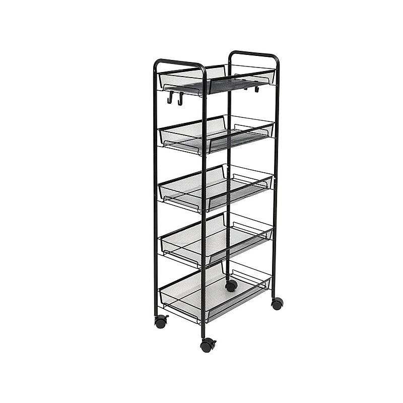 Honey-Can-Do 5-Shelf Metal Mobile Utility Cart with Lockable Wheels, Black (CRT-09585) image 1