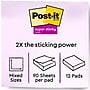 Post-it Super Sticky Notes Combo Pack, Assorted Sizes, Miami Collection, 90 Sheets/Pad, 12 Pads/Pack (4642-12SSMIA)~#|#~sp162863423_sc7