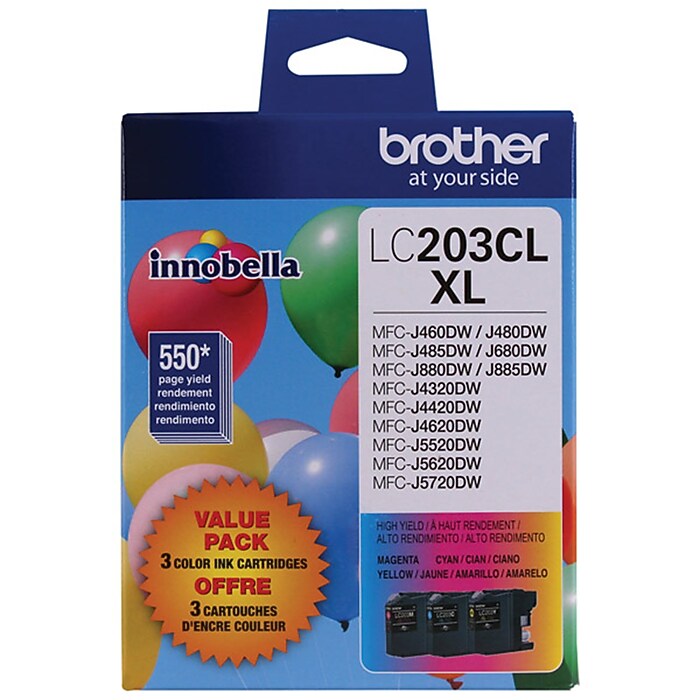 Brother LC2033PKS Cyan/Magenta/Yellow High Yield Ink Cartridge, 3
