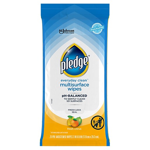 Pledge Multi Surface AllPurpose Cleaner, Fresh Citrus, 25/Pack (644080) Staples