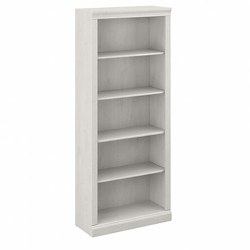 Bush Furniture Saratoga 72"H 5Shelf Bookcase with Adjustable Shelves, Linen White Oak Laminate