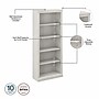 Bush Furniture Saratoga 72"H 5-Shelf Bookcase with Adjustable Shelves, Linen White Oak Laminate, 2/Set (SAR008LW)~#|#~sp163409841_sc7