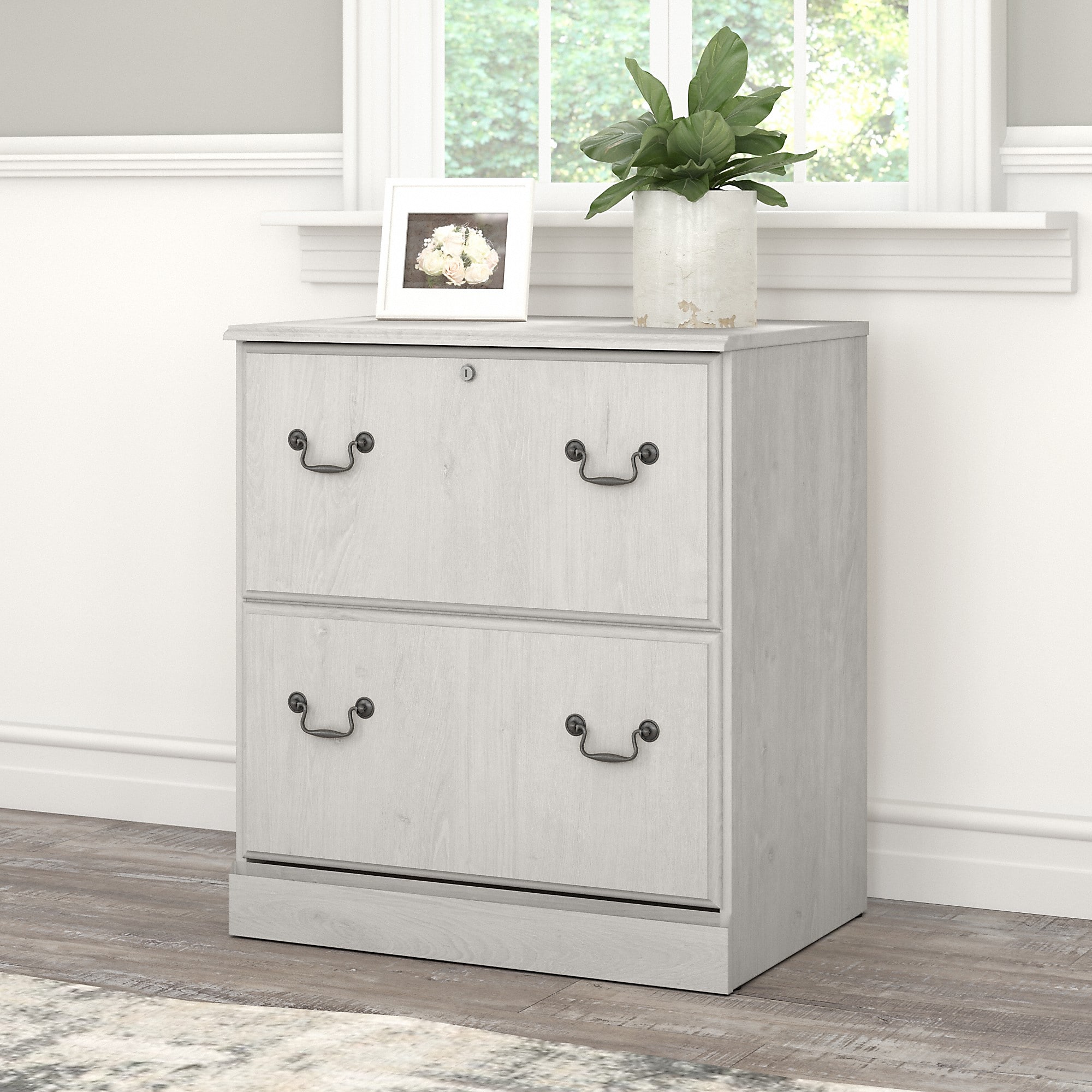Bush Furniture Saratoga 2-Drawer Lateral File Cabinet, Linen White Oak (EX45754-03) Sansujyuku sansujyuku.com