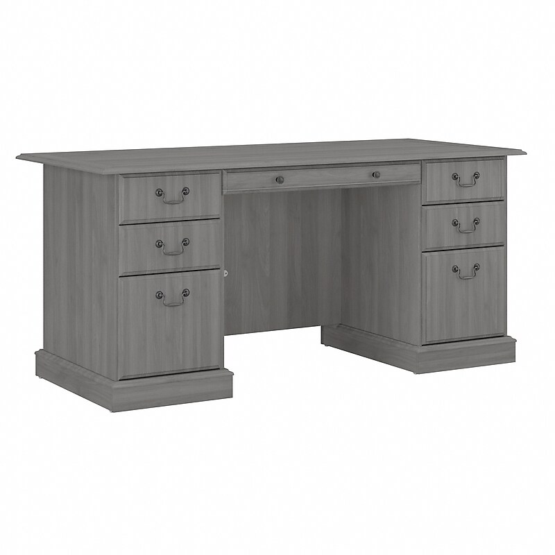 Bush Furniture Saratoga 66"W Wood Executive Desk, Modern Gray (EX45866-03K) image 1