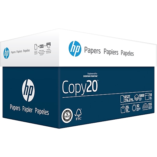 gelijkheid nemen entiteit HP Copy20 8.5" x 11" Multipurpose Paper, 20 lbs., 92 Brightness, 500  Sheets/Ream, 10 Reams/Carton (200230) | Staples