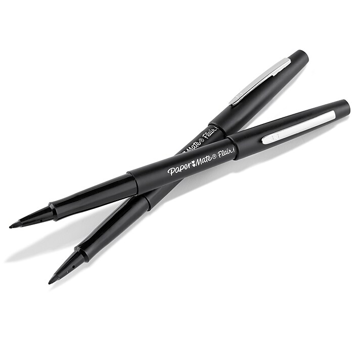 Paper Mate Flair Felt Pen, Medium Point, Black Ink, 36/Pack