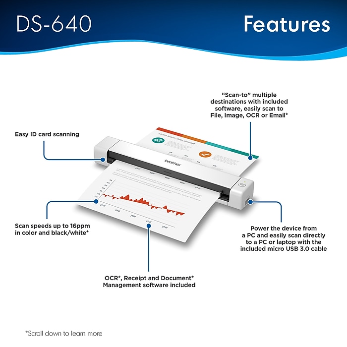 Brother DSmobile DS-640 Portable Scanner White | Staples
