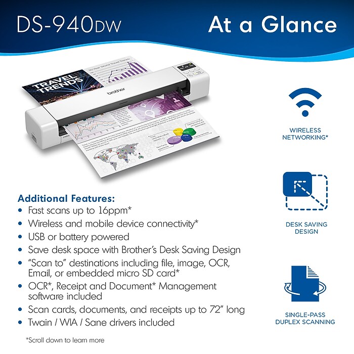 Brother DSmobile DS-940DW USB/Wireless Duplex Portable Scanner