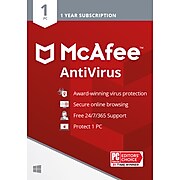 McAfee AntiVirus Internet Security Software for 1 PC, 1-Year Subscription, Product Key Card