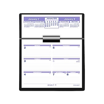 2023 AT-A-GLANCE Flip-A-Week 7" x 5.5" Weekly Desk Calendar and Base, White/Purple (SW700X-00-23)