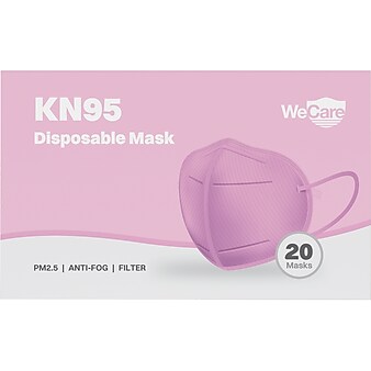 WeCare Disposable KN95 Face Mask, Adult, Pink, 20/Pack (WCKN109)