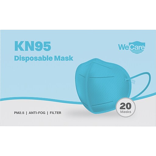 WeCare Disposable KN95 Face Mask, Adult, Blue, 20/Pack (WCKN97) Staples