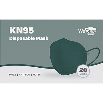WeCare Disposable KN95 Face Mask, Adult, Dark Green, 20/Pack (WCKN103)