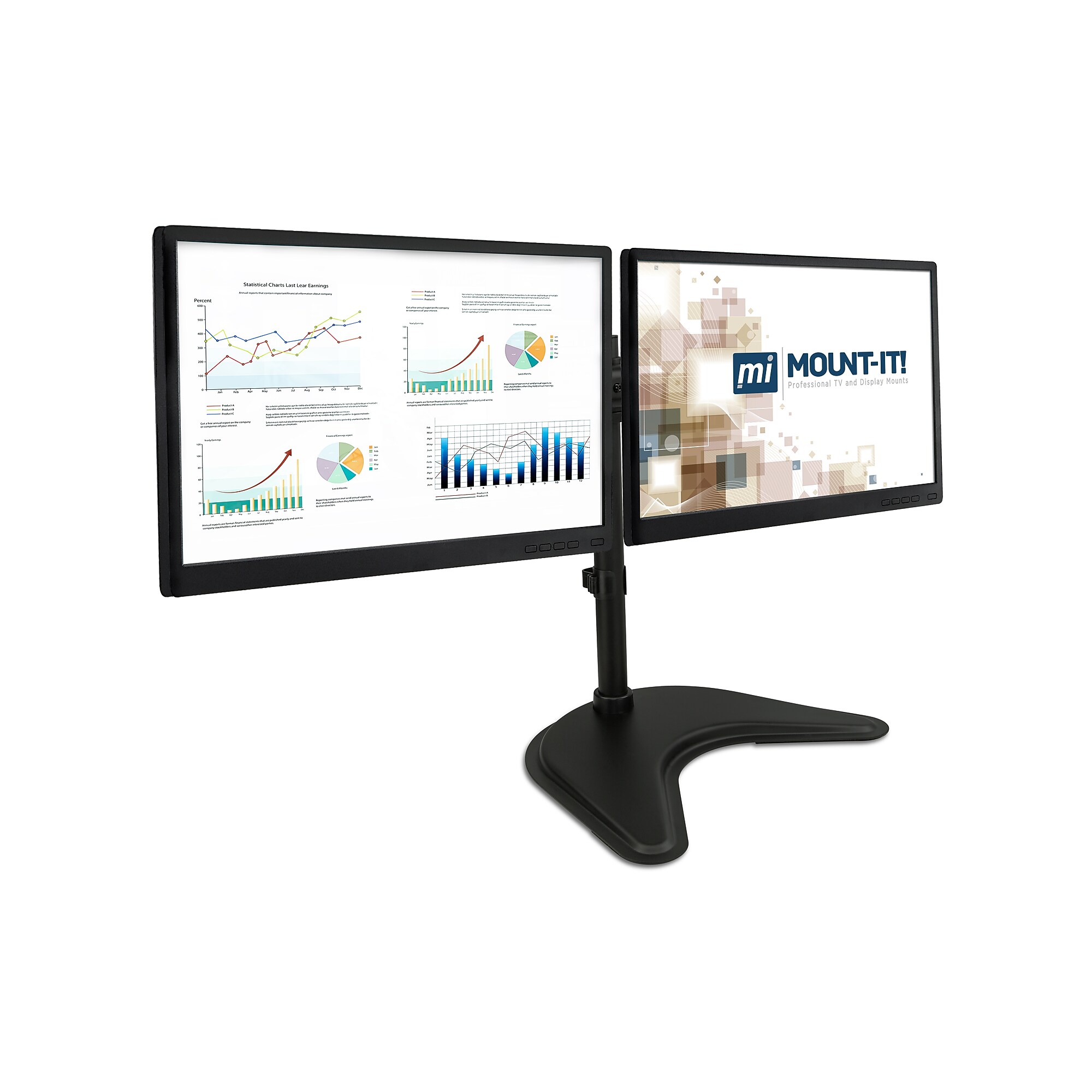 Mount-It! Adjustable Dual Monitor Freestanding Desk Stand, Up to 27″, Black (MI-1781) Sansujyuku sansujyuku.com