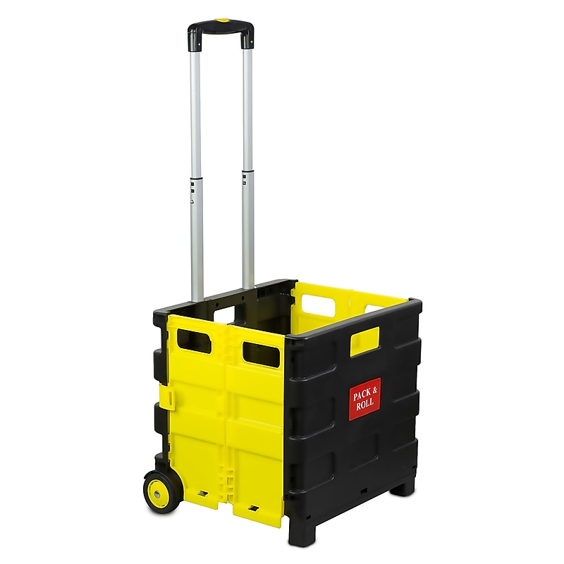 Mount-It! Rolling Utility Cart, Folding and Collapsible, 55 lbs., Black/Yellow (MI-904) image 1
