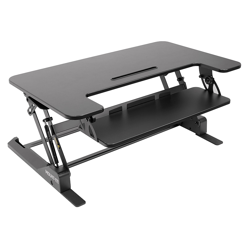 Mount-It! Mount-It! 36."W Rectangular Adjustable Standing Desk Converter, Black (MI-7926) image 1