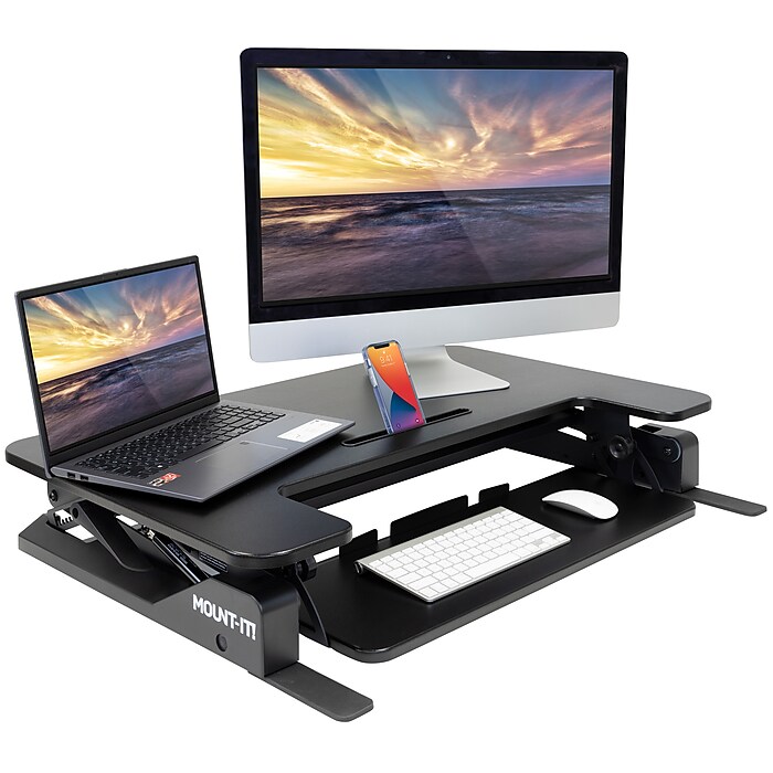 Mount It Mount It 36. W Rectangular Adjustable Standing Desk Converter Black MI 7926 Staples
