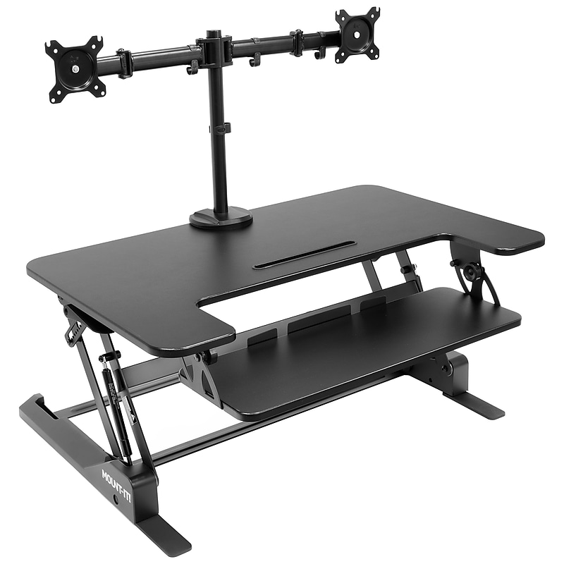 Mount-It! Mount-It! 36"W Manual Rectangular Adjustable Aluminum Standing Desk Converter, Black (MI-7934) image 1