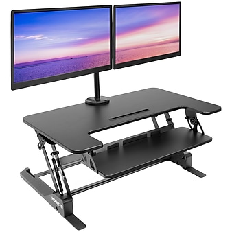 Mount-It! 36"W Standing Desk Converter with Dual Monitor Stand, Plastic/Steel (MI-7934)