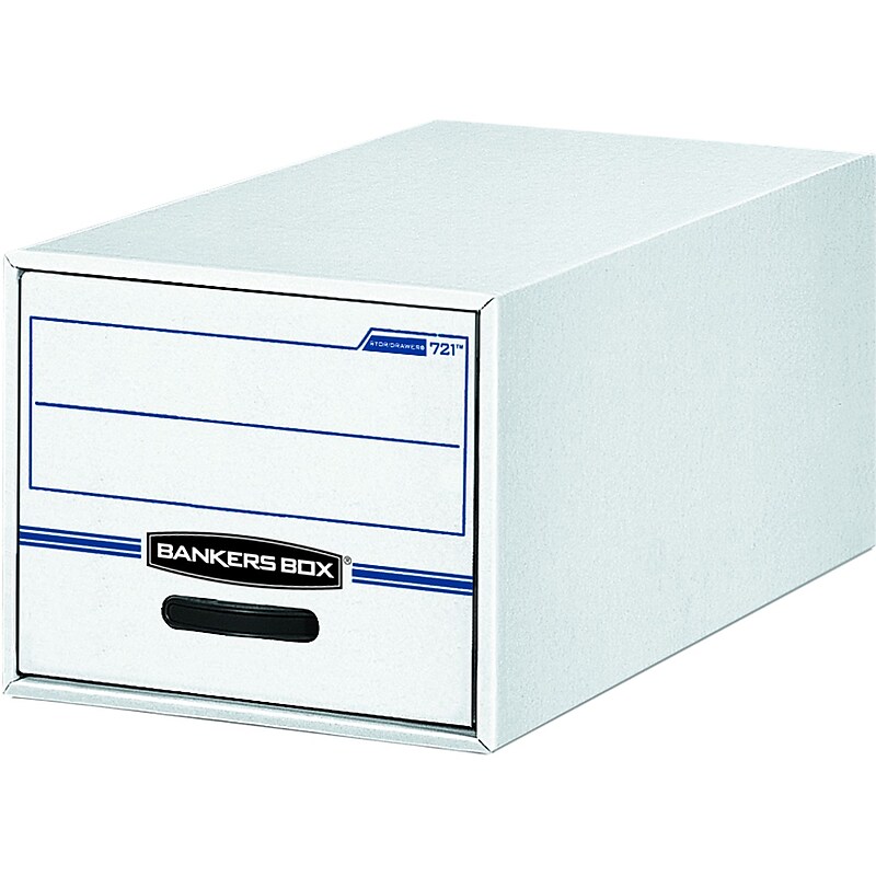 Fellowes Bankers Box Stor/Drawer Stackable Storage, White/Blue, 6/Carton (00722CT) image 1