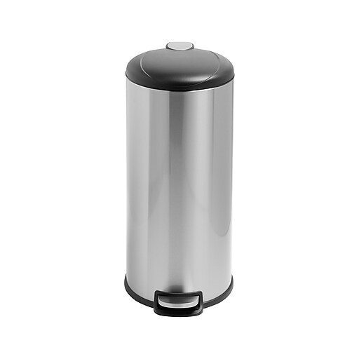 HoneyCanDo Steel Indoor Round SoftClose Trash Can with Hinged Lid, 7