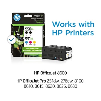HP 950XL/951XL Black/Cyan/Magenta/Yellow High Yield Ink Cartridge, 5/Pack (F6V12FN#140)