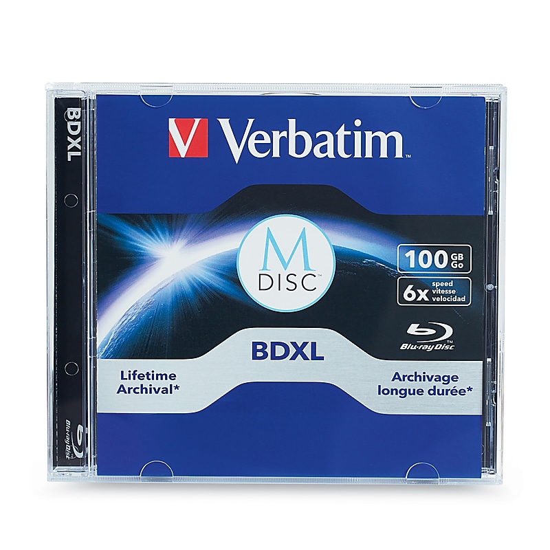Verbatim M Disc BDXL 100GB 6X with Branded Surface, 1 Pack Jewel Case (98912) image 1