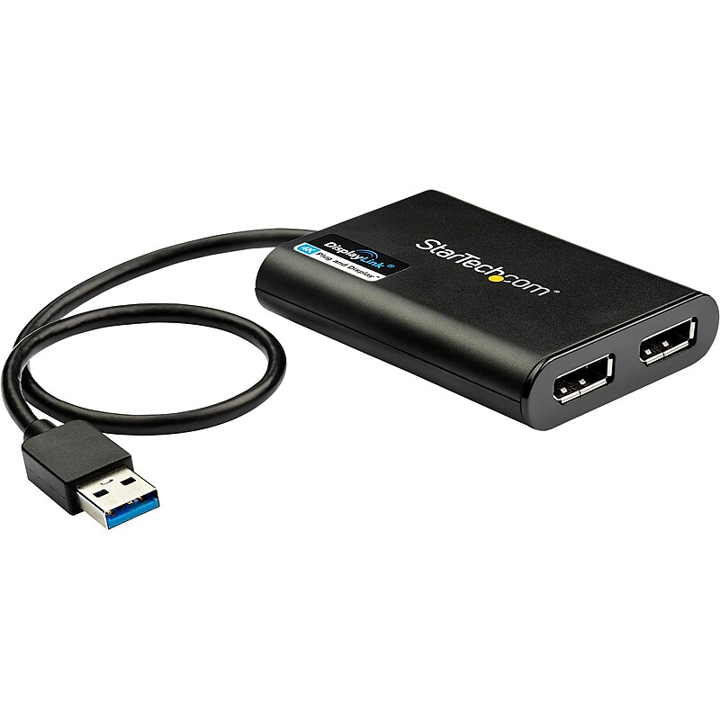 StarTech USB 3.0 to Dual DisplayPort Adapter, Male to Female, Black (USB32DP24K60) image 1