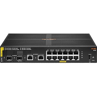 Aruba 6100 12-Port Gigabit Ethernet Managed Switch, 10/100/1000 Mbps, Black (JL679A#ABA)